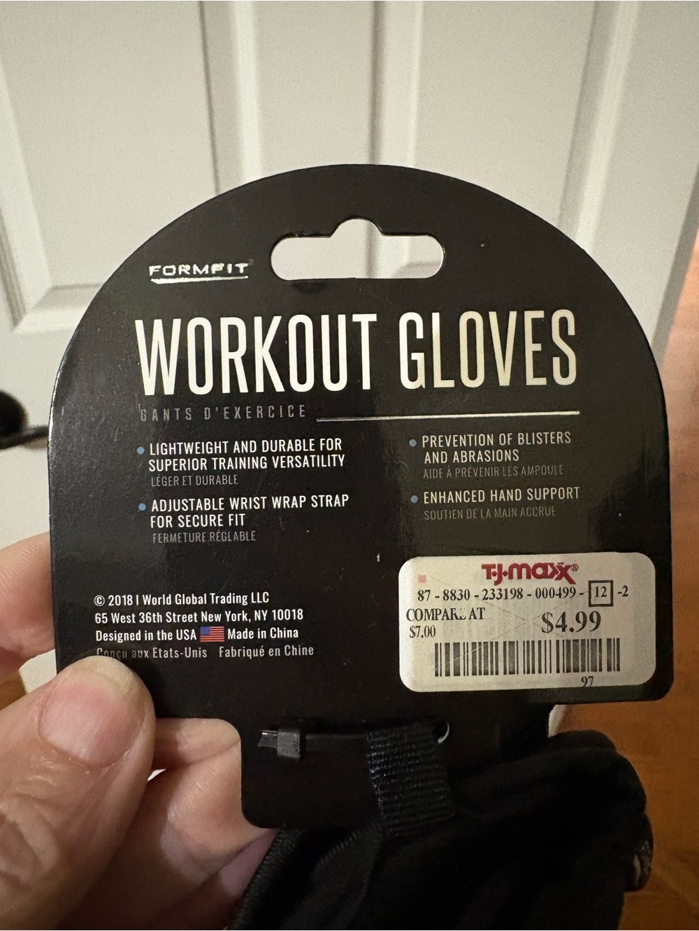 Black Workout Gloves with Adjustable Wrist Strap